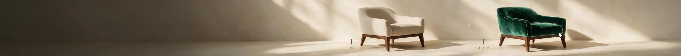 Two upholstered chairs demonstrating image editing